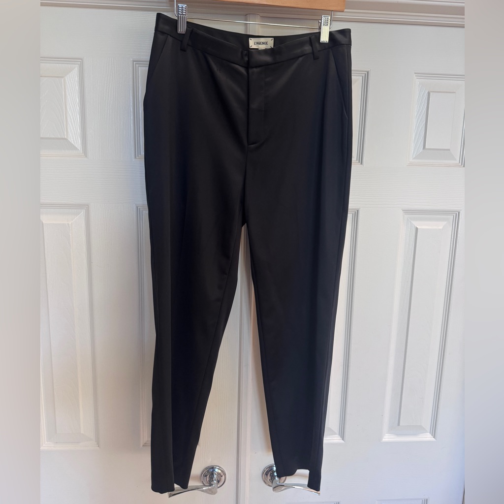 L'agence Classic Black Satin Dress Trousers